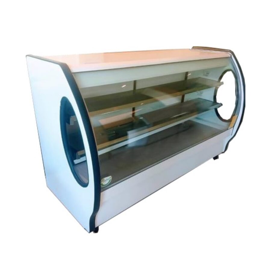 Masser RHNVCT-1500-EA Vitrina Cremera Cristal Curvo Entrepaños Acero Inoxidable 150 cm