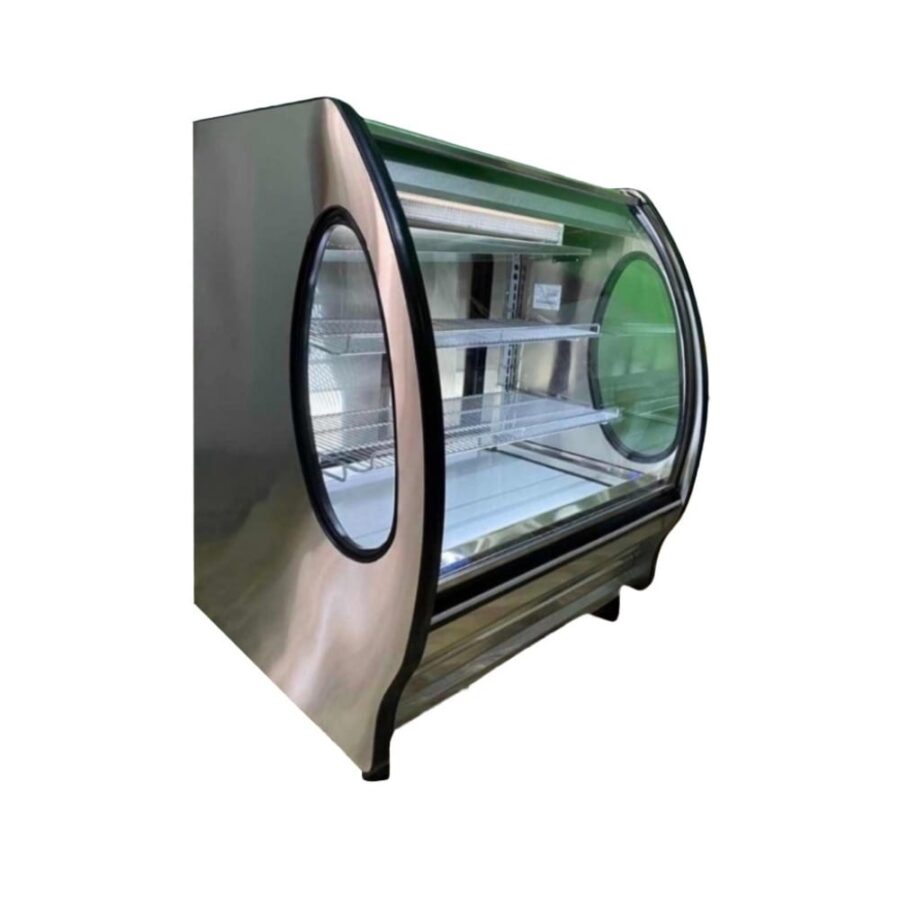 Masser RHNVCT-1500-EPAIX Vitrina Cremera Acero Inoxidable Cristal Curvo Entrepaños Parrilla 150 cm