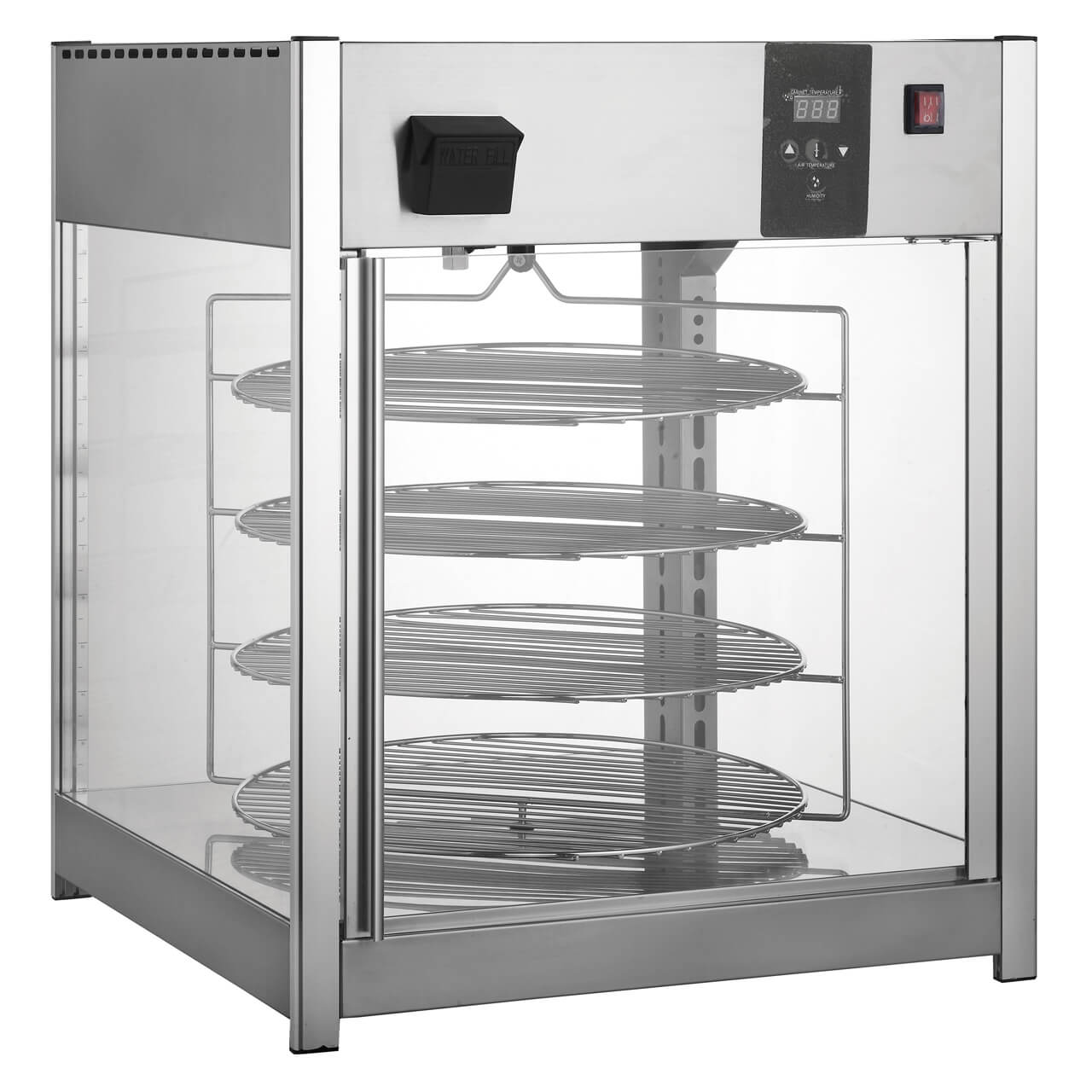 Migsa RTR-158L Exhibidor Calentador De Pizza Con Humedad Cristal Recto Acero Inoxidable 158 litros 60 cm