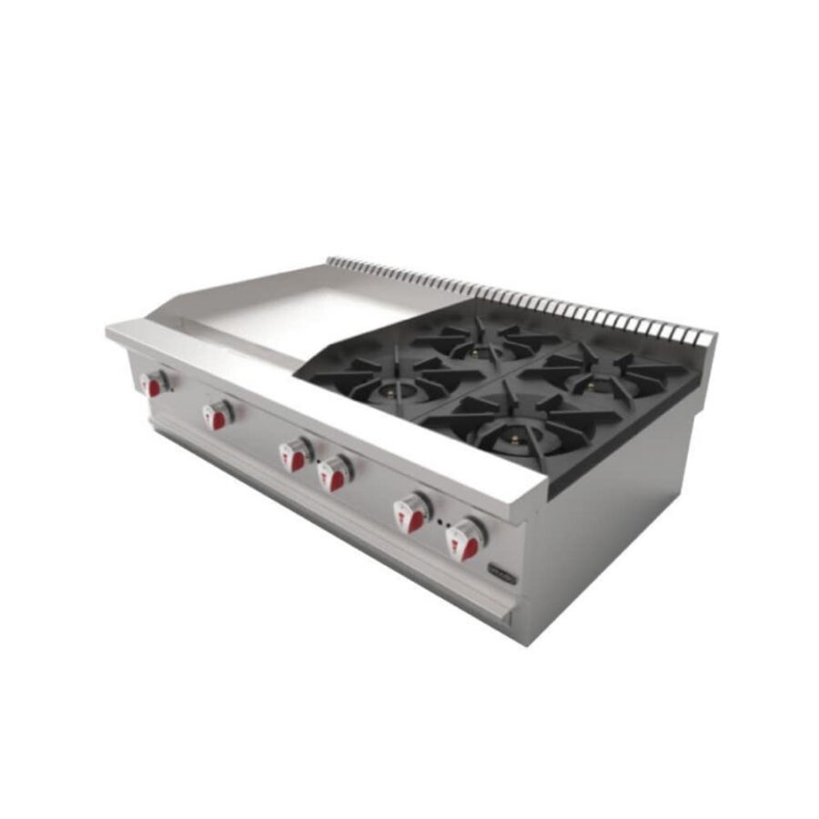 Drago CG-40PD Combinado Plancha Parrilla 4 Quemadores Gas Acero Inoxidable