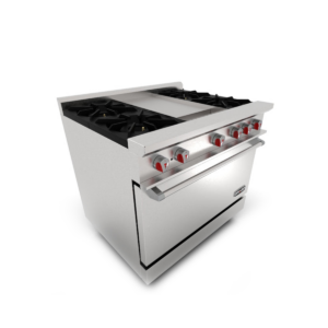 Drago CG-41P Estufa Con Horno Plancha 4 Quemadores Gas Acero Inoxidable