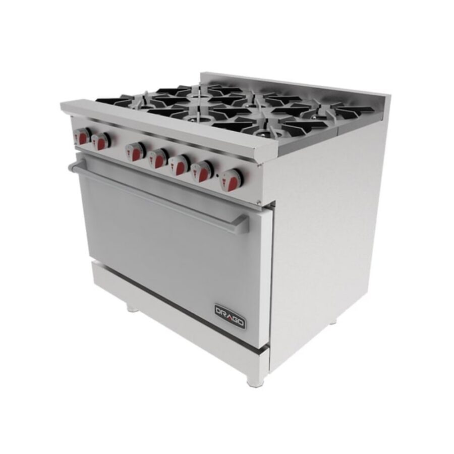 Drago CG-61 Estufa Con Horno 6 Quemadores Gas Acero Inoxidable