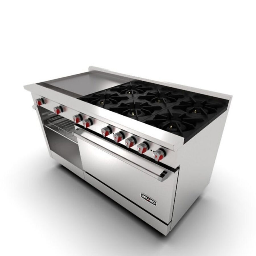 Drago CG-61PD Estufa Con Horno Plancha Gratinador 6 Quemadores Gas Acero Inoxidable