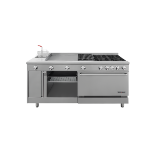 Drago UNIVERSAL PD Estufa Con Horno Plancha 61 Cm Gratinador Freidora Asador 4 Quemadores Gas Acero Inoxidable