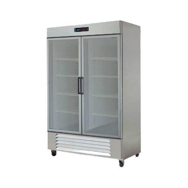 Asber ARR-37-G HC Refrigerador Vertical 2 Puertas de Cristal Acero Inoxidable 37 Pies Cúbicos