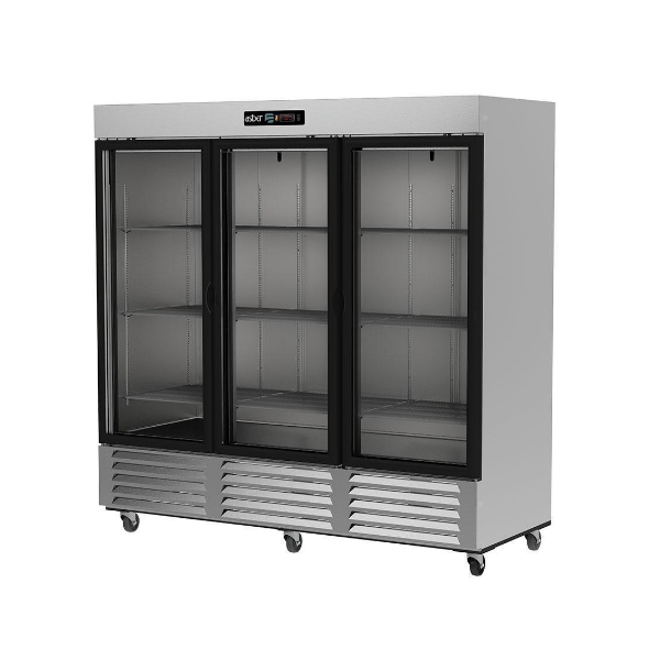 Asber ARR-72-G-H HC Refrigerador Vertical 3 Puertas de Cristal Acero Inoxidable 72 Pies Cúbicos