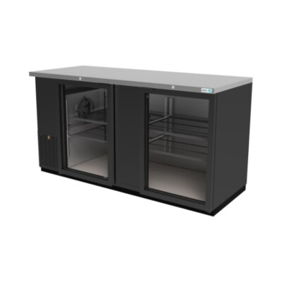 Asber ABBC-68G-HC Refrigerador Contrabarra Vinil Negro Bar Line 2 Puertas de Cristal 23.3 Pies Cúbicos