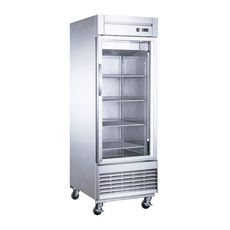 Migsa UR-27C-1G Refrigerador Vertical 1 Puerta De Cristal Acero Inoxidable 23 Pies Cúbicos