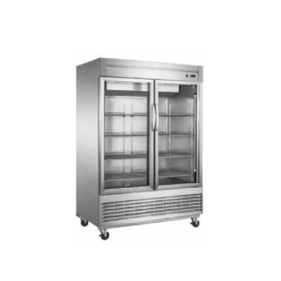 Migsa UR-54C-2G Refrigerador Vertical 2 Puertas De Cristal Acero Inoxidable 47 Pies Cúbicos