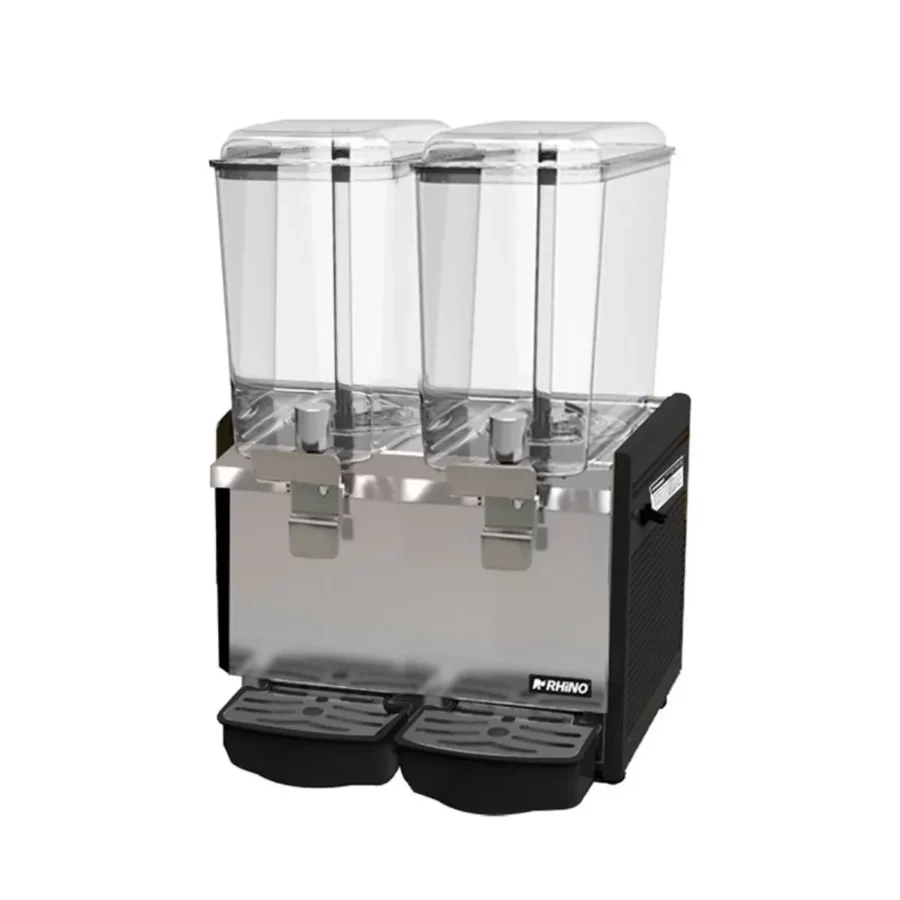 Rhino DISBEF-2T Dispensador de Bebidas Frías 2 Tanques De 18 Litros Acero Inoxidable 115 V