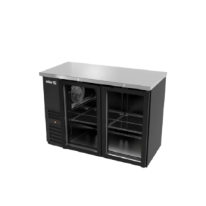 Asber ABBC-24-48G HC Refrigerador Contrabarra Vinil Negro Slim Bar Line 2 Puertas De Cristal 11.3 Pies Cúbicos