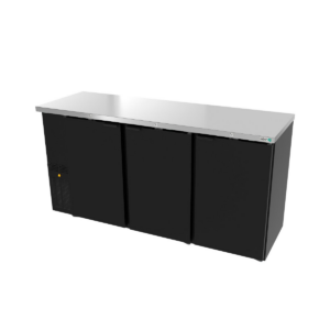 Asber ABBC-24-72 HC Refrigerador Contrabarra Vinil Negro Slim Bar Line 3 Puertas Sólidas 18.3 Pies Cúbicos