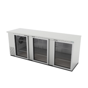 Asber ABBC-94-SG HC Refrigerador Contrabarra Acero Inoxidable 3 Puertas de Cristal 34.4 Pies Cúbicos