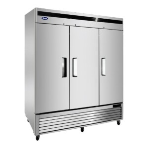 Atosa MBF8504GR Congelador Vertical 3 Puertas Sólidas Acero Inoxidable 68 Pies Cúbicos