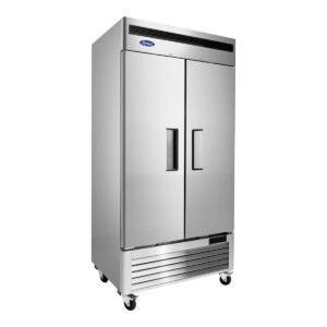 Atosa MBF8506GR Refrigerador Vertical Slim 2 Puertas Sólidas Acero Inoxidable 28.5 Pies Cúbicos