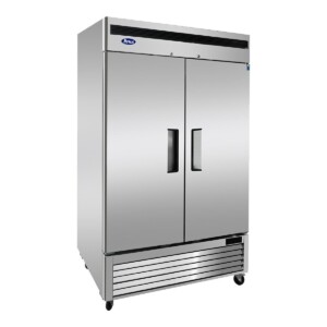 Atosa MBF8507GR Refrigerador Vertical 2 Puertas Sólidas Acero Inoxidable 43.8 Pies Cúbicos