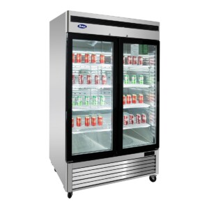 Atosa MCF8707GR Refrigerador Vertical 2 Puertas Cristal Acero Inoxidable 44.8 Pies Cúbicos