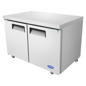 Atosa MGF8402GR Refrigerador Bajo Barra 2 Puertas Sólidas Acero Inoxidable 13.4 Pies Cúbicos 122 Cm