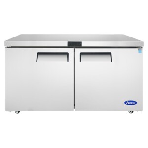 Atosa MGF8403GR Refrigerador Bajo Barra 2 Puertas Sólidas Acero Inoxidable 17.2 Pies Cúbicos 153 Cm