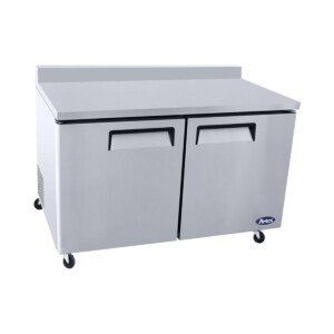 Atosa MGF8410GR Mesa de Trabajo Refrigerada 2 Puertas Sólidas Acero Inoxidable 17.2 Pies Cúbicos 153 Cm