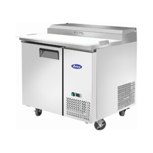Atosa MPF8201GR Mesa Refrigerada Para Preparación De Pizza 1 Puerta Sólida Acero Inoxidable 9.7 Pies Cúbicos 112 Cm