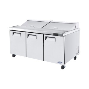 Atosa MSF8304GR Mesa Para Preparación De Sandwiches y Ensaladas 3 Puertas Sólidas Acero Inoxidable 21.1 Pies Cúbicos 185 Cm